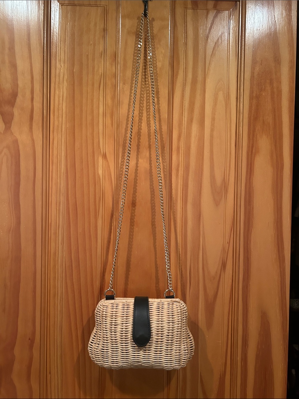 Target a new day Woven Wicker Crossbody Bag with Black Accent